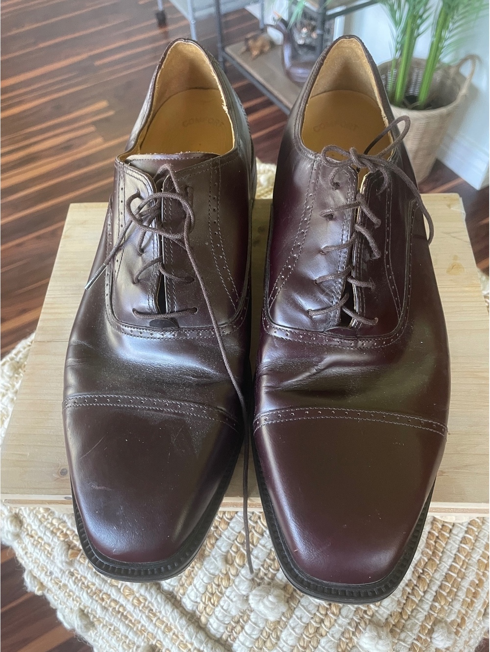 Rockport Men’s Burgundy Leather Oxford Shoes 12w